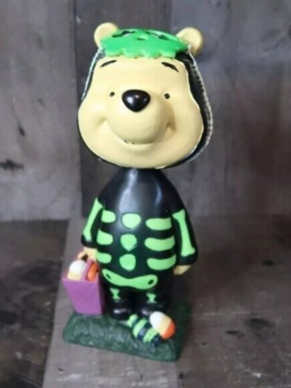 Halloween Disney Parks Winnie the Pooh Skeleton Bobblehead Figurine Spooky